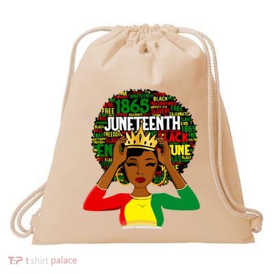 Juneteenth Women Queen African American Black Afro Drawstring Bag