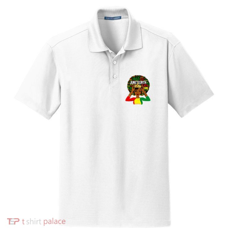 Juneteenth Women Queen African American Black Afro Dry Zone Grid Polo