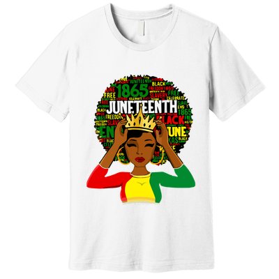 Juneteenth Women Queen African American Black Afro Premium T-Shirt