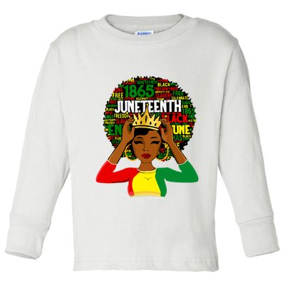 Juneteenth Women Queen African American Black Afro Toddler Long Sleeve Shirt