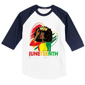 Juneteenth Women Queen African American Black Baseball Sleeve Shirt