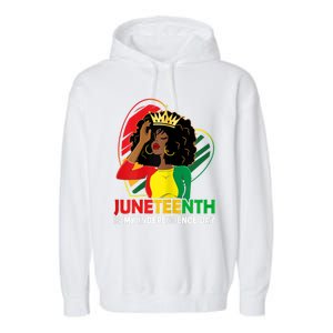 Juneteenth Women Queen African American Black Garment-Dyed Fleece Hoodie