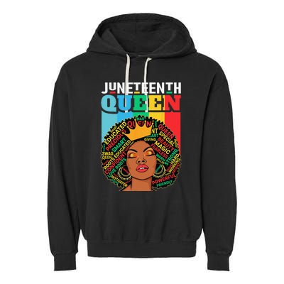 Juneteenth Wo Queen African American Black Afro Garment-Dyed Fleece Hoodie