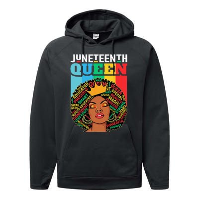 Juneteenth Wo Queen African American Black Afro Performance Fleece Hoodie