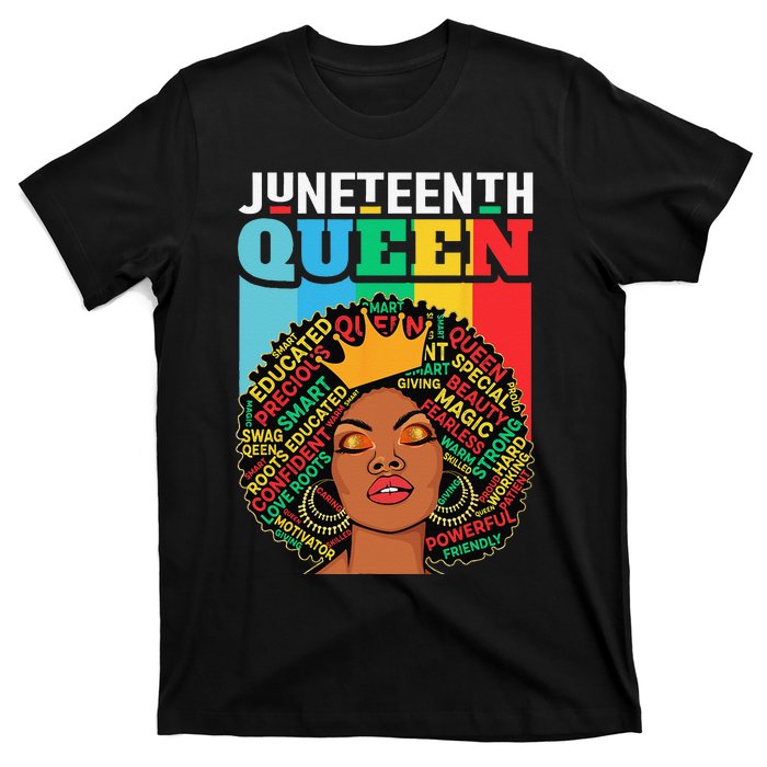 Juneteenth Wo Queen African American Black Afro T-Shirt