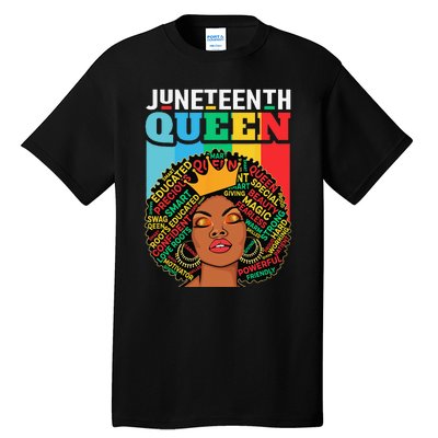 Juneteenth Wo Queen African American Black Afro Tall T-Shirt