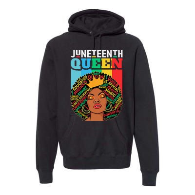 Juneteenth Wo Queen African American Black Afro Premium Hoodie