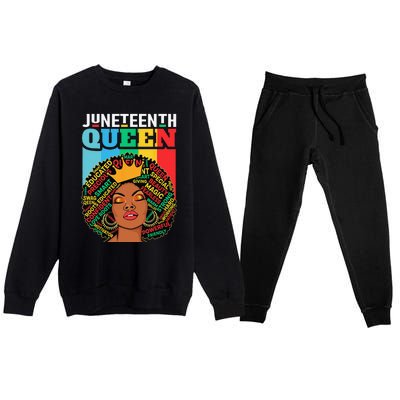 Juneteenth Wo Queen African American Black Afro Premium Crewneck Sweatsuit Set