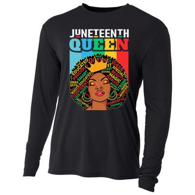 Juneteenth Wo Queen African American Black Afro Cooling Performance Long Sleeve Crew