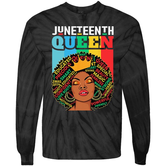 Juneteenth Wo Queen African American Black Afro Tie-Dye Long Sleeve Shirt