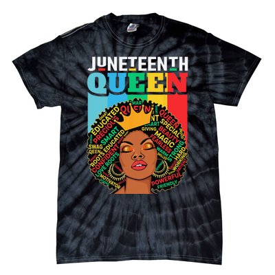 Juneteenth Wo Queen African American Black Afro Tie-Dye T-Shirt