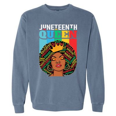 Juneteenth Wo Queen African American Black Afro Garment-Dyed Sweatshirt