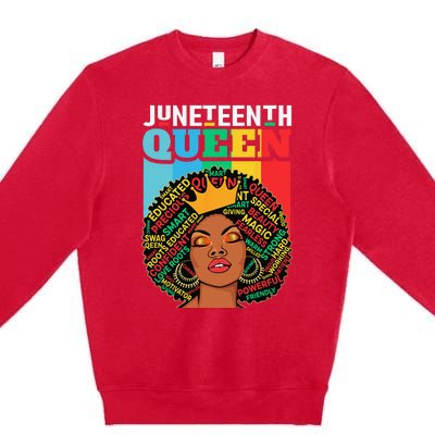 Juneteenth Wo Queen African American Black Afro Premium Crewneck Sweatshirt