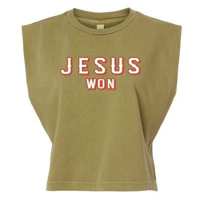 Jesus Won Rangers Texas Rangers Jesus Garment-Dyed Women's Muscle Tee