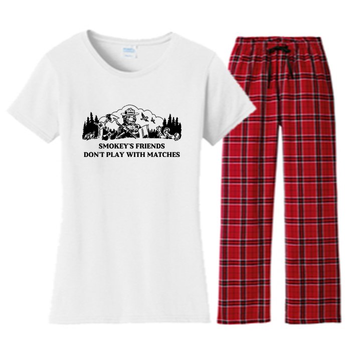 Johnb Wear Smokey’S Friends Don’T Play With Matches Women's Flannel Pajama Set