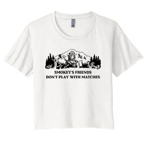 Johnb Wear Smokey’S Friends Don’T Play With Matches Women's Crop Top Tee