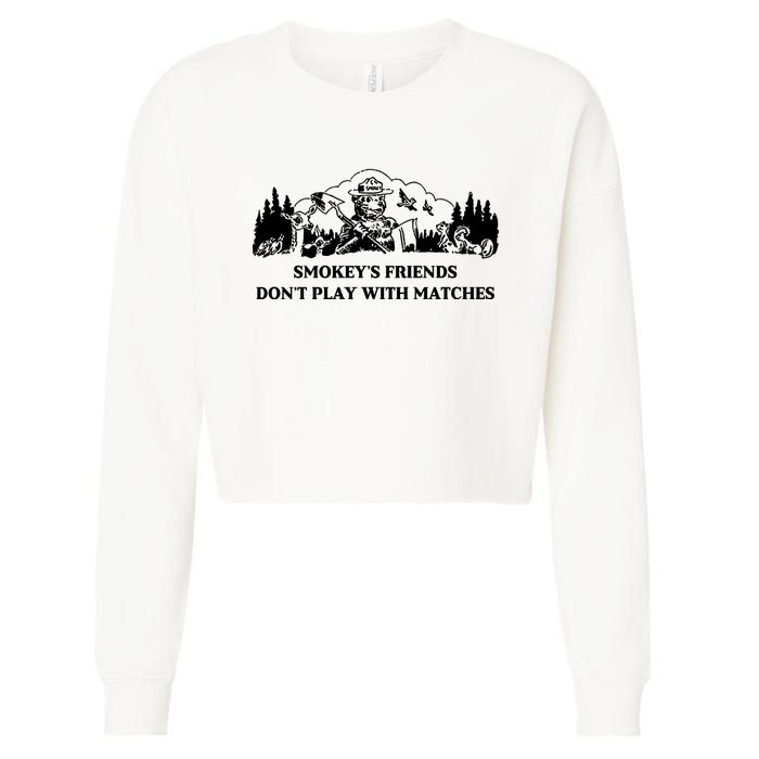 Johnb Wear Smokey’S Friends Don’T Play With Matches Cropped Pullover Crew