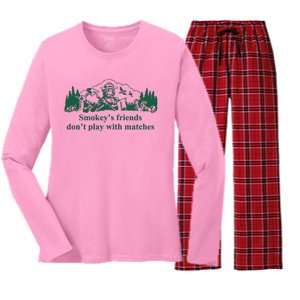 JohnB Wear Smokey’s Friends Don’t Play With Matches Women's Long Sleeve Flannel Pajama Set 