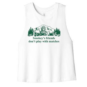 JohnB Wear Smokey’s Friends Don’t Play With Matches Women's Racerback Cropped Tank