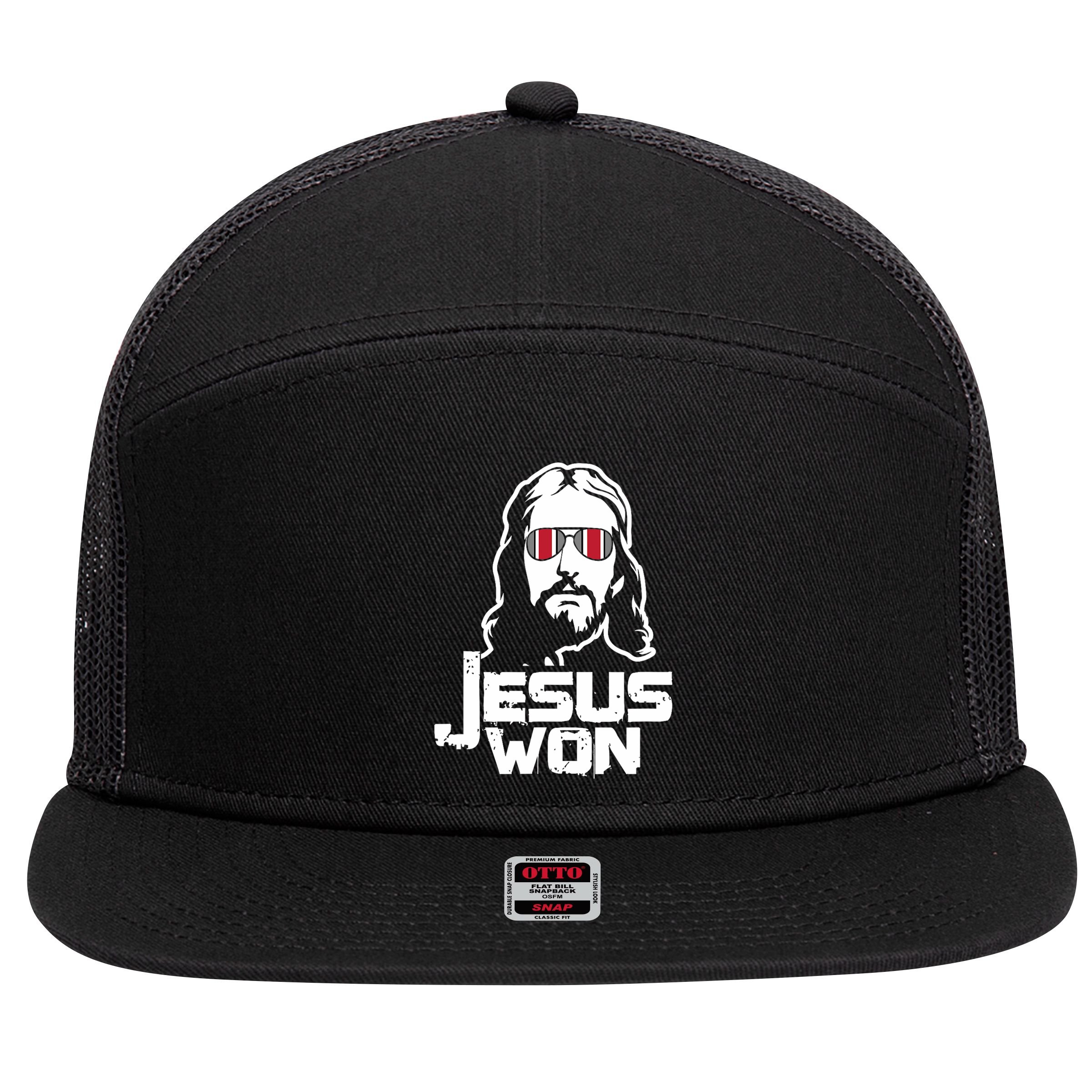 Jesus Won State Of Ohio 7 Panel Mesh Trucker Snapback Hat