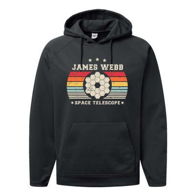 James Webb Space Telescope Retro Cosmic JWST Vintage Space Performance Fleece Hoodie