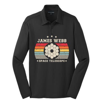 James Webb Space Telescope Retro Cosmic JWST Vintage Space Silk Touch Performance Long Sleeve Polo