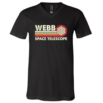 James Webb Space Telescope Retro JWST Webb Telescope V-Neck T-Shirt