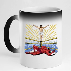 Jesus Wrestling Satan 11oz Black Color Changing Mug