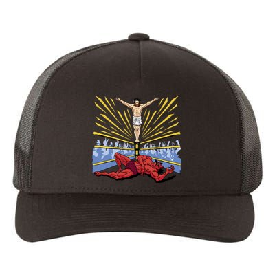 Jesus Wrestling Satan Yupoong Adult 5-Panel Trucker Hat