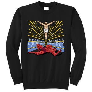 Jesus Wrestling Satan Sweatshirt