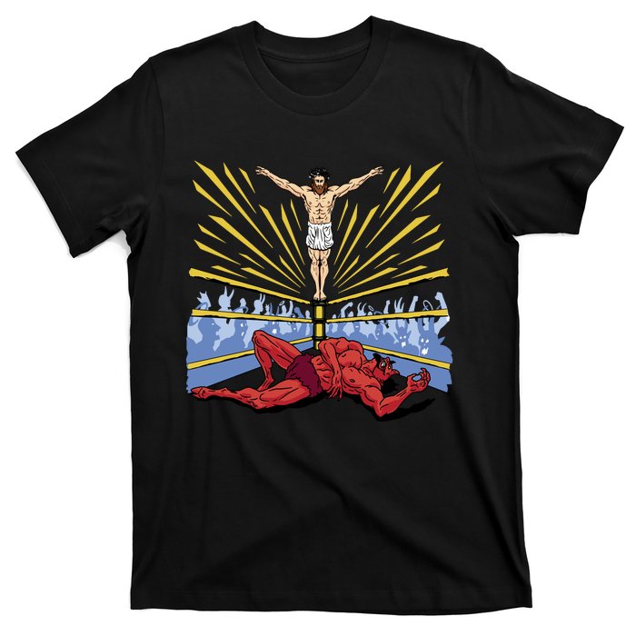 Jesus Wrestling Satan T-Shirt