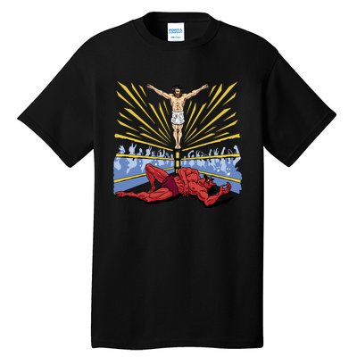 Jesus Wrestling Satan Tall T-Shirt