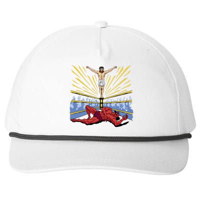 Jesus Wrestling Satan Snapback Five-Panel Rope Hat