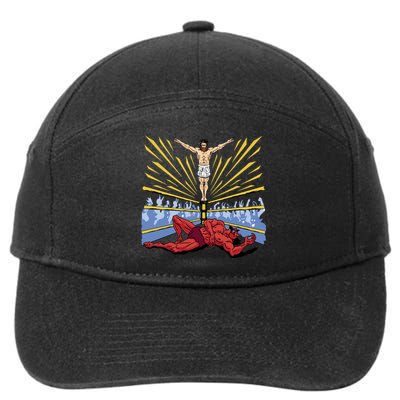 Jesus Wrestling Satan 7-Panel Snapback Hat