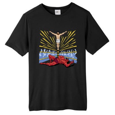 Jesus Wrestling Satan Tall Fusion ChromaSoft Performance T-Shirt