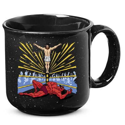 Jesus Wrestling Satan 15oz Campfire Ceramic Mug