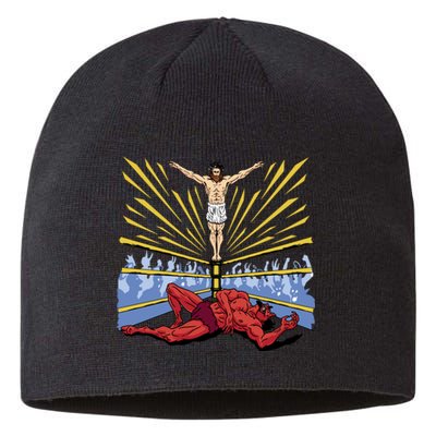 Jesus Wrestling Satan Sustainable Beanie