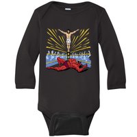 Jesus Wrestling Satan Baby Long Sleeve Bodysuit