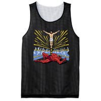 Jesus Wrestling Satan Mesh Reversible Basketball Jersey Tank