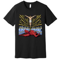 Jesus Wrestling Satan Premium T-Shirt