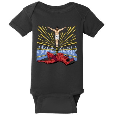 Jesus Wrestling Satan Baby Bodysuit