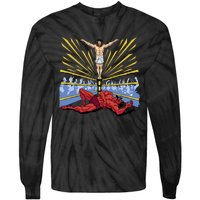 Jesus Wrestling Satan Tie-Dye Long Sleeve Shirt