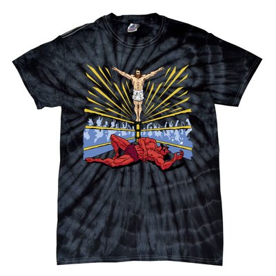 Jesus Wrestling Satan Tie-Dye T-Shirt