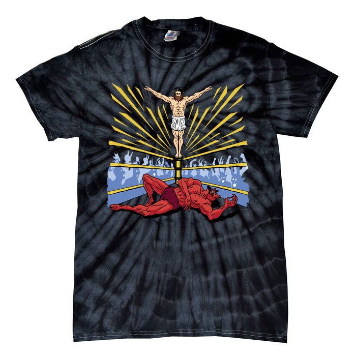 Jesus Wrestling Satan Tie-Dye T-Shirt