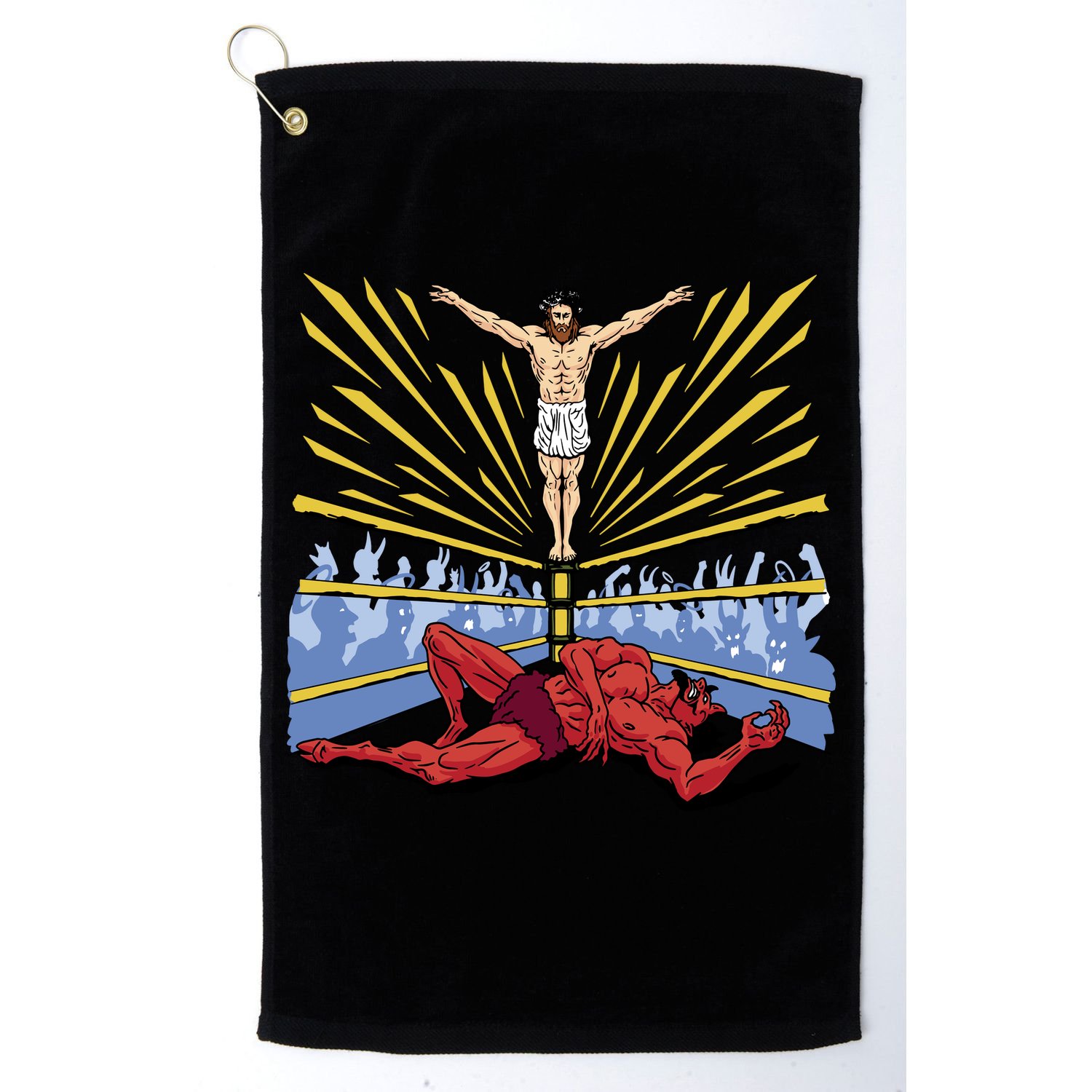 Jesus Wrestling Satan Golf Towel
