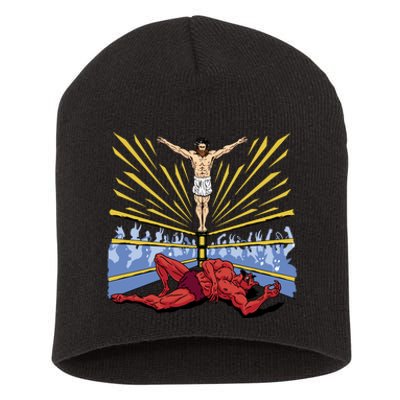 Jesus Wrestling Satan Short Acrylic Beanie