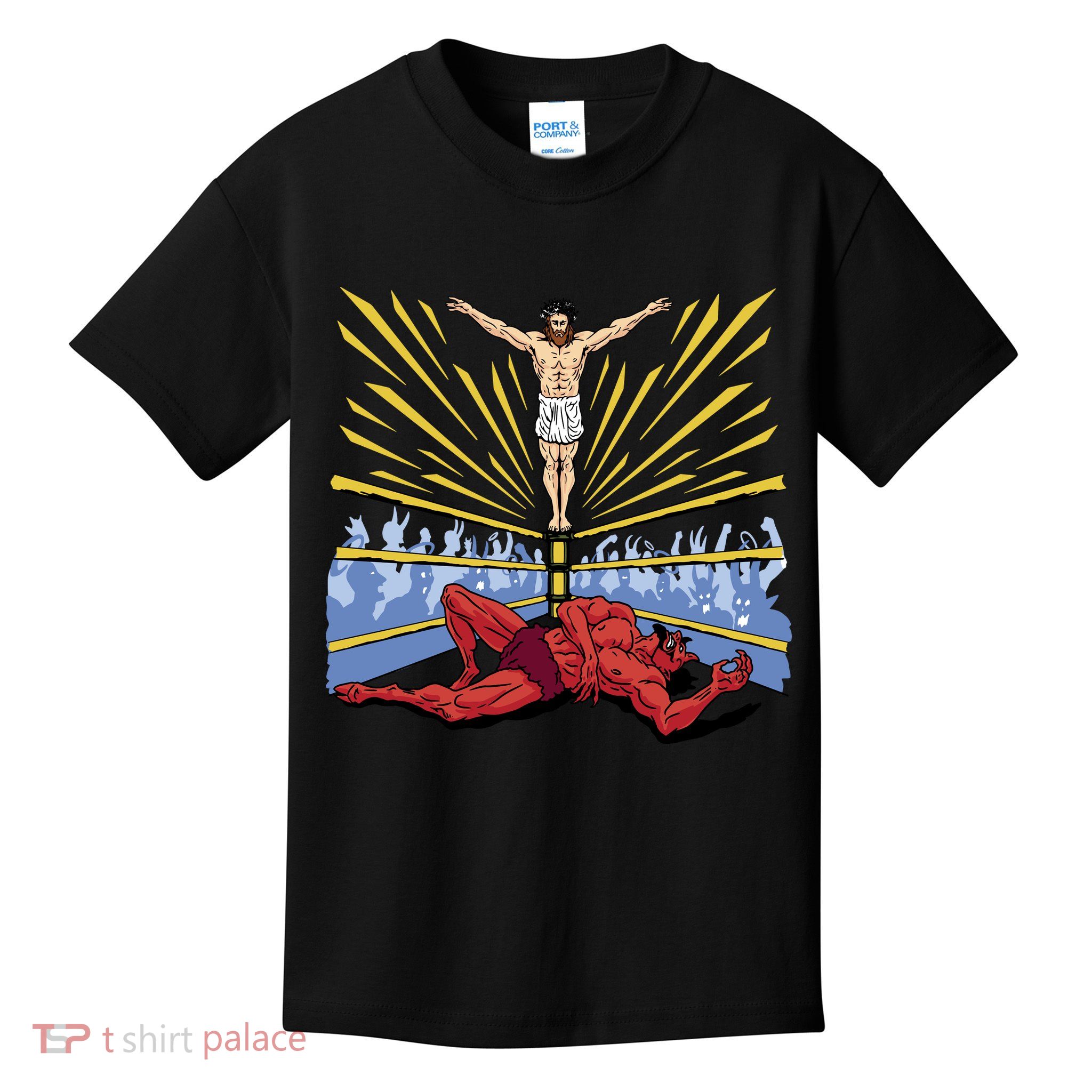 Jesus Wrestling Satan Kids T-Shirt