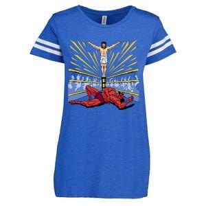 Jesus Wrestling Satan Enza Ladies Jersey Football T-Shirt