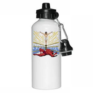 Jesus Wrestling Satan Aluminum Water Bottle