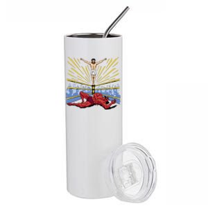 Jesus Wrestling Satan Stainless Steel Tumbler